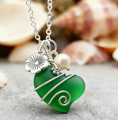 💖Handcrafted Heart Sea Glass Necklace