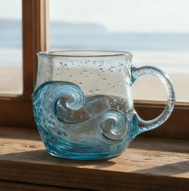 🎄Christmas Best Gifts 🎁 Whispering Waves Artisan Glass Mug🌊