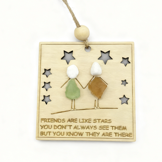 🎁🌊Sea Glass Friendship ornament-Friends are like stars🌟
