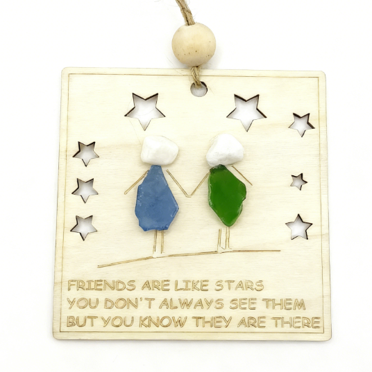 🎁🌊Sea Glass Friendship ornament-Friends are like stars🌟