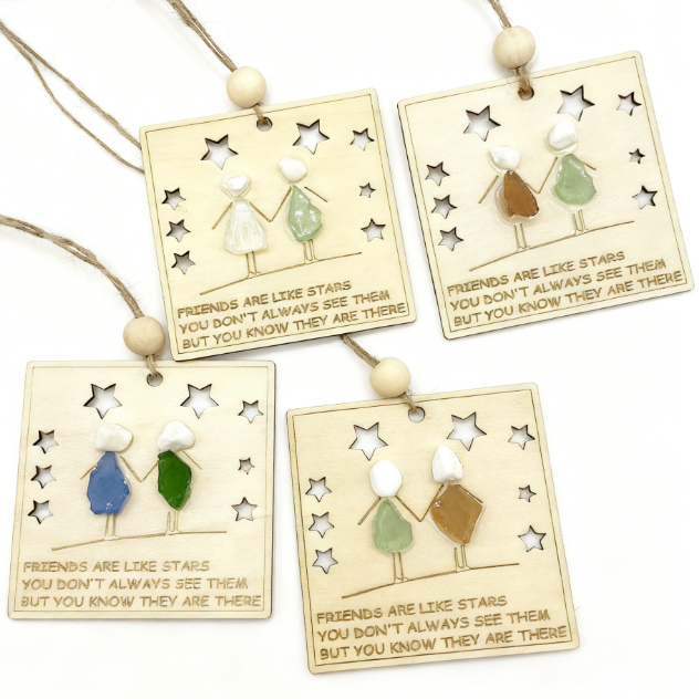 🎁🌊Sea Glass Friendship ornament-Friends are like stars🌟
