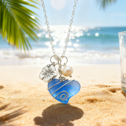 💖Handcrafted Heart Sea Glass Necklace