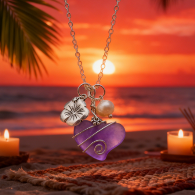 💖Handcrafted Heart Sea Glass Necklace