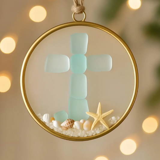 Sea Glass Cross Ornament