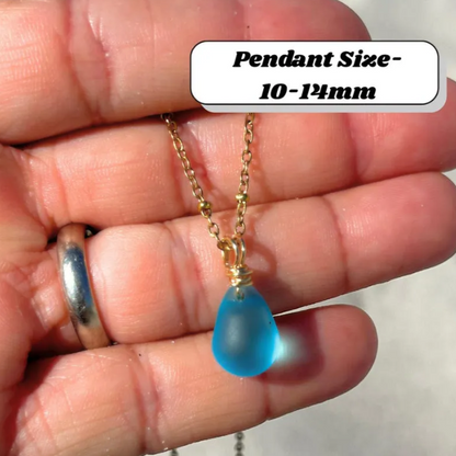 Sea Glass Teardrop Necklace | Symbol of Love
