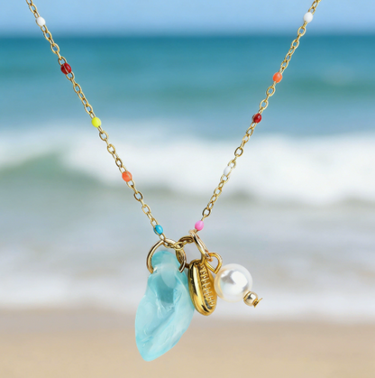 The Ocean Muse Collection: Colorful Enamel & Sea Glass Charm Necklaces