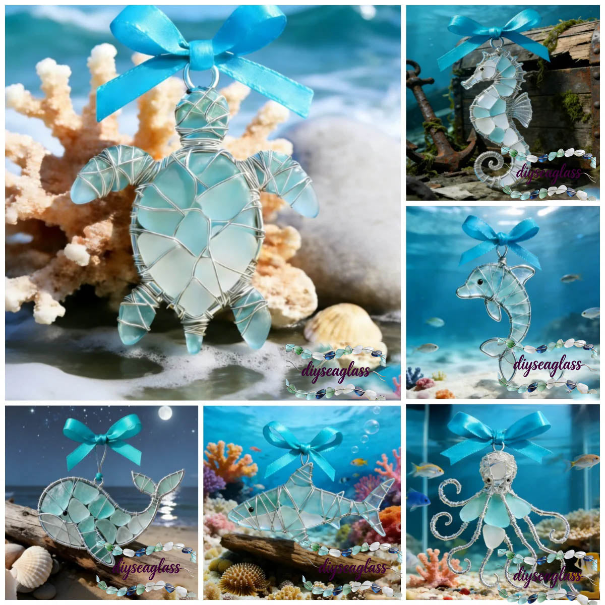🔥Hand-Wrapped Sea Glass Collection💎Timeless Coastal Art