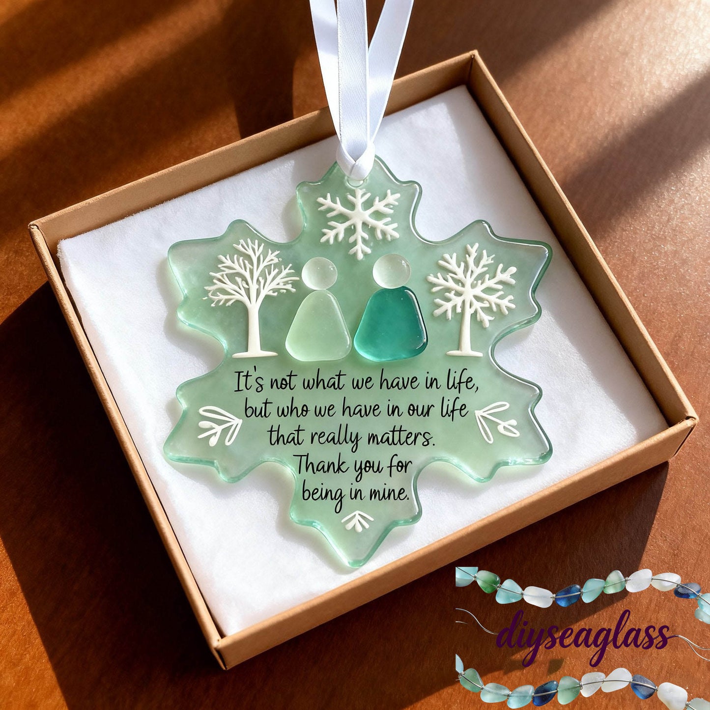 🌊Snowflake-Shaped Sea Glass Friendship Ornament