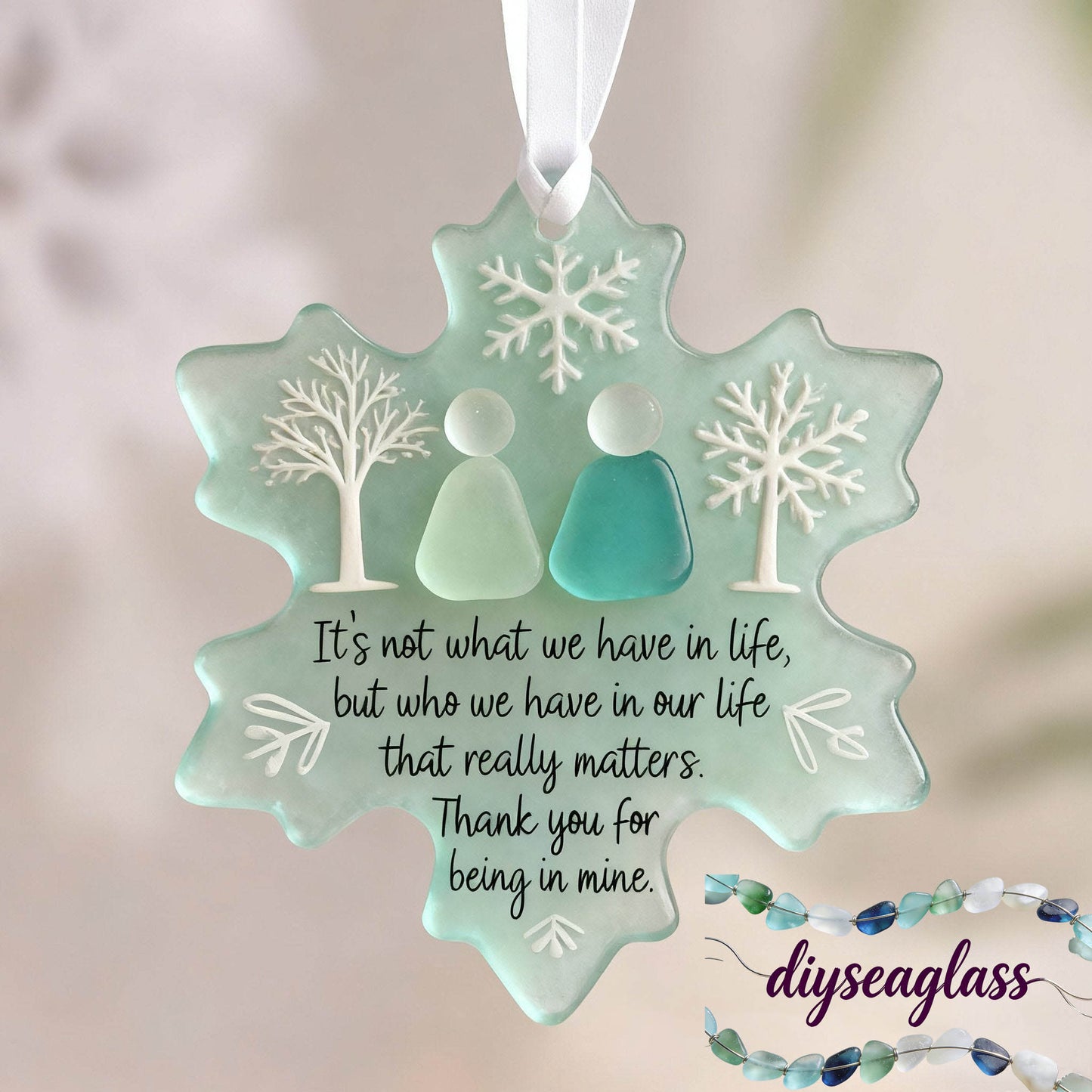 🌊Snowflake-Shaped Sea Glass Friendship Ornament