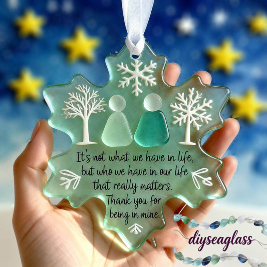 🌊Snowflake-Shaped Sea Glass Friendship Ornament