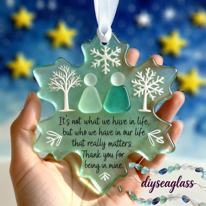 🌊Snowflake-Shaped Sea Glass Friendship Ornament