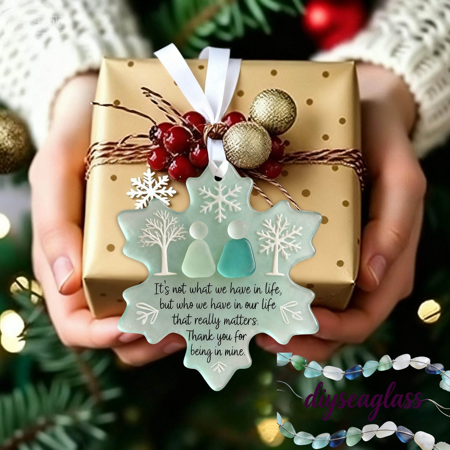 🌊Snowflake-Shaped Sea Glass Friendship Ornament