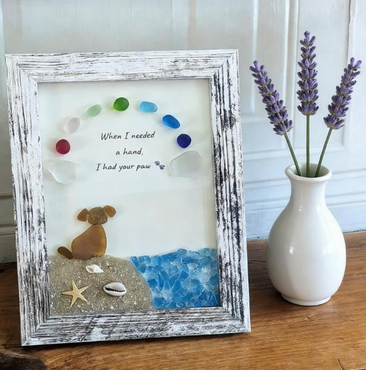 ❤️Personalized Sea Glass Dog At The Rainbow Bridge,Memorial Or Thoughtful Gift For Lost Pets