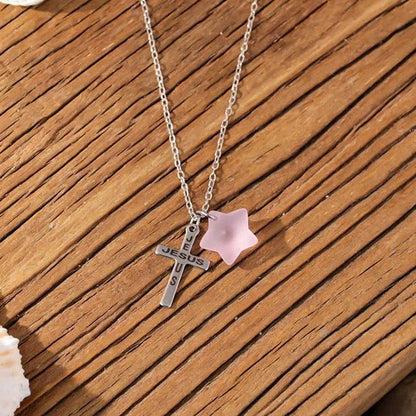 ✝️Pentagram Sea Glass Necklace